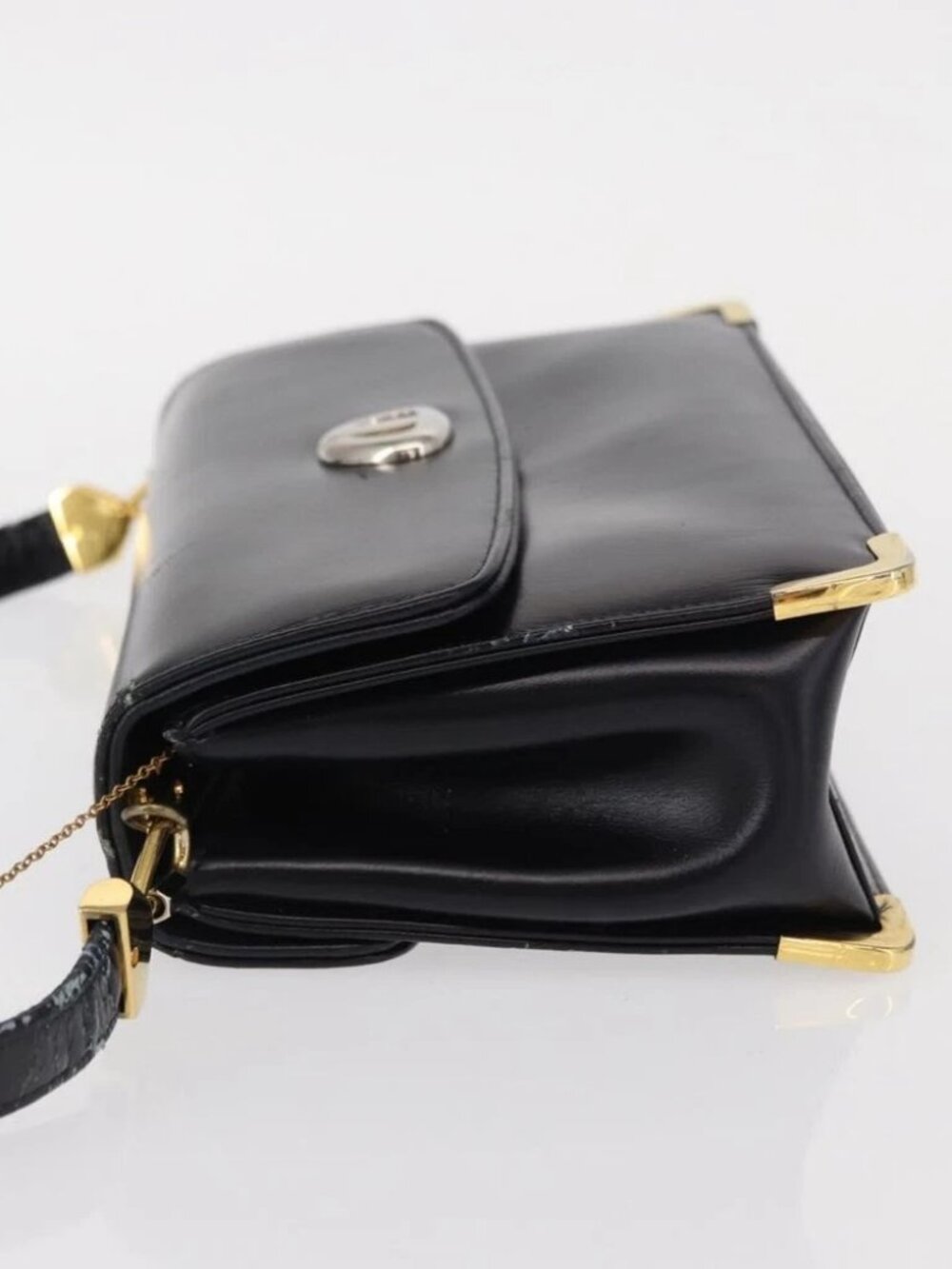 Christian Dior Shoulder Bag Leather Navy Gold Auth - Picture 4 of 16